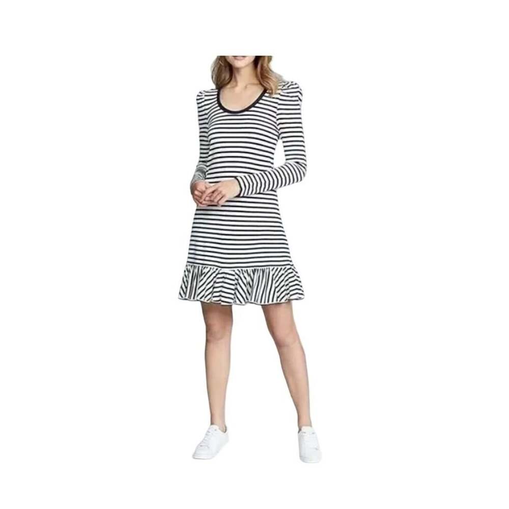 Alexis Women's Loza Dress White Navy Striped Knit Long Sleeve Preppy Size XS